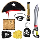 Opopark 8-teilig Piratenkostüm Kinder, Pirate Kostüm Zubehör Cosply Kostüm...