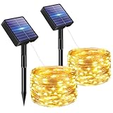bitjam 2 Stück Solar Lichterkette Aussen, 5M 50 LED Lichterketten Solar...