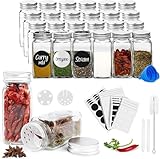 RUBY 24 stück 120ml Gewürzgläser Eckig Set - Gewürzdosen Gewürzstreuer Glas...