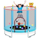 150cm Kindertrampolin für Indoor und Outdoor mit Sicherheitsnetz,...