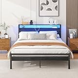 HOJINLINERO Bett 140x200 mit Stauraum und lattenrost 140x200cm,Bettgestell...