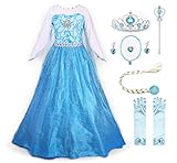 JerrisApparel Prinzessin Kostüm Karneval Verkleidung Party Kleid (110, ELSA mit...