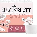 Glücksblatt Toilettenpapier SAMTWEICH, 4-lagig, 48 Rollen x 130 Blatt, 100%...