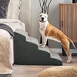 A.FATI Hundetreppe Bett, 4 Stufen Hunderampe aus hochdichtem Schaumstoff für...
