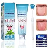Zungenreiniger-Set,1 Zungenreiniger Gel (50g) + 1 Zungenbürste, Tongue Cleaner...