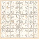 64 Stück Airbrush Schablonen Set 7.6x7.6cm für Textilgestaltung, Schablonen...