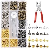 UESDU Ledernieten Set, 180 Sätze Hohlnieten mit Nietenzange und Lochzange 12mm...