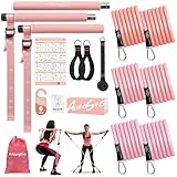ALongSong Fitnessbänder Pilates Bar Set mit 6 Widerstandsbänder 20-180Lbs &...