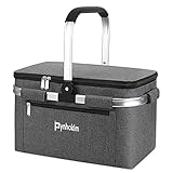 Pynhoklm® Kühltasche Faltbar Kühlkorb Einkaufskorb mit Kühlfunktion Kühlbox...
