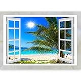 murando - 3D WANDILLUSION - Wandbild Fototapete Poster XXL Fensterblick Vlies...