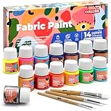 colozoo Textilfarbe Waschmaschinenfest 14x20ml - Waschfestes Set inkl. Gold,...