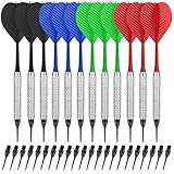 CyeeLife Dartpfeile mit Kunststoffspitze,12 Stück Soft Darts Pfeile Set mit 100...