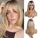 OUFEI 20 Zoll Lange Gerade Blonde Geschichtete Synthetische Haarperücken Für...
