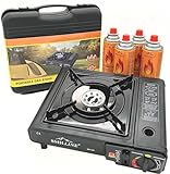 SMHLINE® Campingkocher Gaskocher Set inkl. 4x Gaskartuschen 227g Butan Gas...