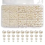 1500 Stück Glasperlen zum Auffädeln Beige, Runde Schmuckperlen mit Loch,...