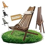 BOGATECO Klappbarer Gartenstuhl aus Holz mit dem Kopfkissen | 100 x 55 x 30 cm |...