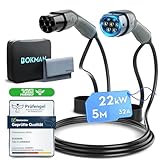 bokman Typ 2 Ladekabel, Modus 3 / 32A / 22 kW / 3-Phasig / 5 Meter, Typ 2 auf...