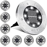 Molbory Solarleuchten - Kaltweiß, 8 Stück LED Solar Bodenleuchte Garten,...