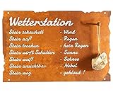 Rost Schild Wetterstein lustig Wetterstation für Stein 42cm x 27,5cm Edelrost...