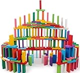 YIQI 120 Stück Holz Domino Block Set Kinder früh pädagogisches Bauspaß...