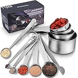 HAUSPROFI Edelstahl Messbecher und Löffel mit Messlineal, Scoop mit Clip, 4...