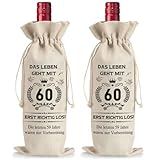 2 Stück Weinflasche Tasche Jute, Geschenke zum 60 Geburtstag Mann Frau,...
