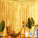 CNMTCCO 2mx2m Lichtervorhang Warmweiß,200 LED lichterketten Vorhang Innen, 8...