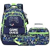 Makukke Schulrucksack Set für Teenager Jungen, Gamer Schultaschen mit Brotdose...