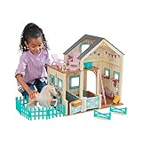 KidKraft Sweet Meadow Pferdestall Puppenhaus mit Pferd - Spielset aus Holz mit...