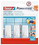 tesa Powerstrips Haken Small ECKIG - Selbstklebender Wandhaken für Glas,...