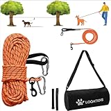 LOQATIDIS 3 in 1 Hund Tie Out Kabel, 15m 30m Portable Overhead Trolley System,...