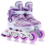 Kinder Inline Skates für Mädchen, verstellbare 4-Größen Inline Rollschuhe...