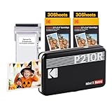 KODAK Mini 2 Retro 4PASS Mobiler Fotodrucker (5,3x8,6cm) - Paket met 68 Blatts,...