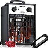 Masko® Elektroheizer Heizlüfter Bauheizer 5 KW mit integriertem Thermostat...