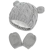 Yixda Neugeborene Baby Mütze und Handschuhe Set Kleinkind Winter Strickmütze...