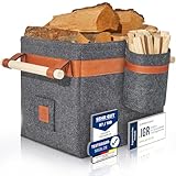 OAKAGE® Holzkorb für Kaminholz Groß mit Zündholzkorb [Integrierter...
