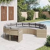 Willood Gartensofa mit Kissen Rund Beige Poly-Rattan Rund3034095de