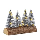 LED Tannenbäume mit Baumstammfuß warm weiß - 20 x 15 cm - Verschneite Bäume...