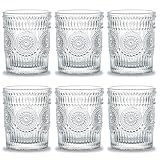 Kingrol 6 Stück Wassergläser 270ml Geprägte Trinkglas Vintage Saftgläser...