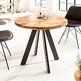 invicta INTERIOR Massiver Esstisch Iron Craft 80cm rund Natur Mangoholz geflexte...