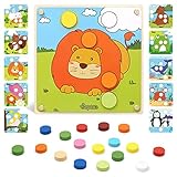 Japace Puzzle ab 1 2 3 Jahr, Mosaik Steckspiel Montessori Spielzeug Color...
