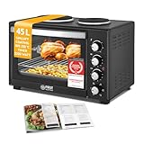 TZS First Austria - Minibackofen mit Kochplatten 45L 3200 W - Mini Backofen...