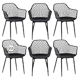 buybyroom Gartenstuhl 6er Set, Outdoor Stuhl mit Armlehne, Armlehnensessel...