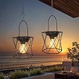 Ketom 2 Stück Solarlampen für Außen Hängend, IP65 Wasserdicht Metall...