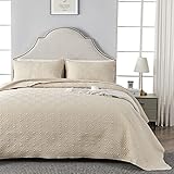 Qucover Tagesdecke Bettüberwurf 220x240cm Beige, Bedspreads aus Mikrofaser,...