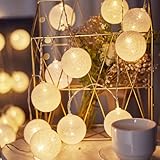 ENLACE Baumwollkugeln Lichterkette, 3M 20 LED Cotton Ball Lichterketten Kugeln,...