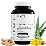 Aloe Vera Detox. 120 vegane Kapseln für 4 Monate. Mit Cascararinde, Frangula,...