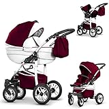 16 teiliges Qualitäts-Reisesystem 3 in 1'COSMO-ECO' - KUNSTLEDER: Kinderwagen +...