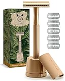 ANYMALE® Rasierhobel Gold Edition - Damen Set mit Ständer 5 Klingen und...