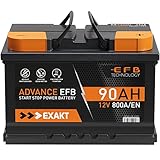 EXAKT EFB Batterie 90Ah 12V 800A/EN Start Stop Batterie ersetzt 70Ah 75Ah 80Ah...